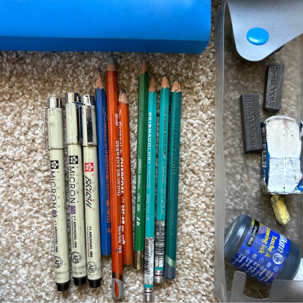 Art Supplies Set with Pencils and Pens